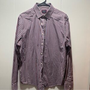 Untuckit‎ Shirt Blue Red White Gingham Check Men's Size Medium Long Sleeve